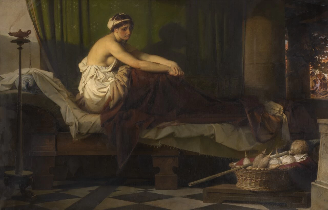 Eduard Bendemann - Penelope veglia sui capelli di Ulisse, Royal Museum of Fine Arts Antwerp